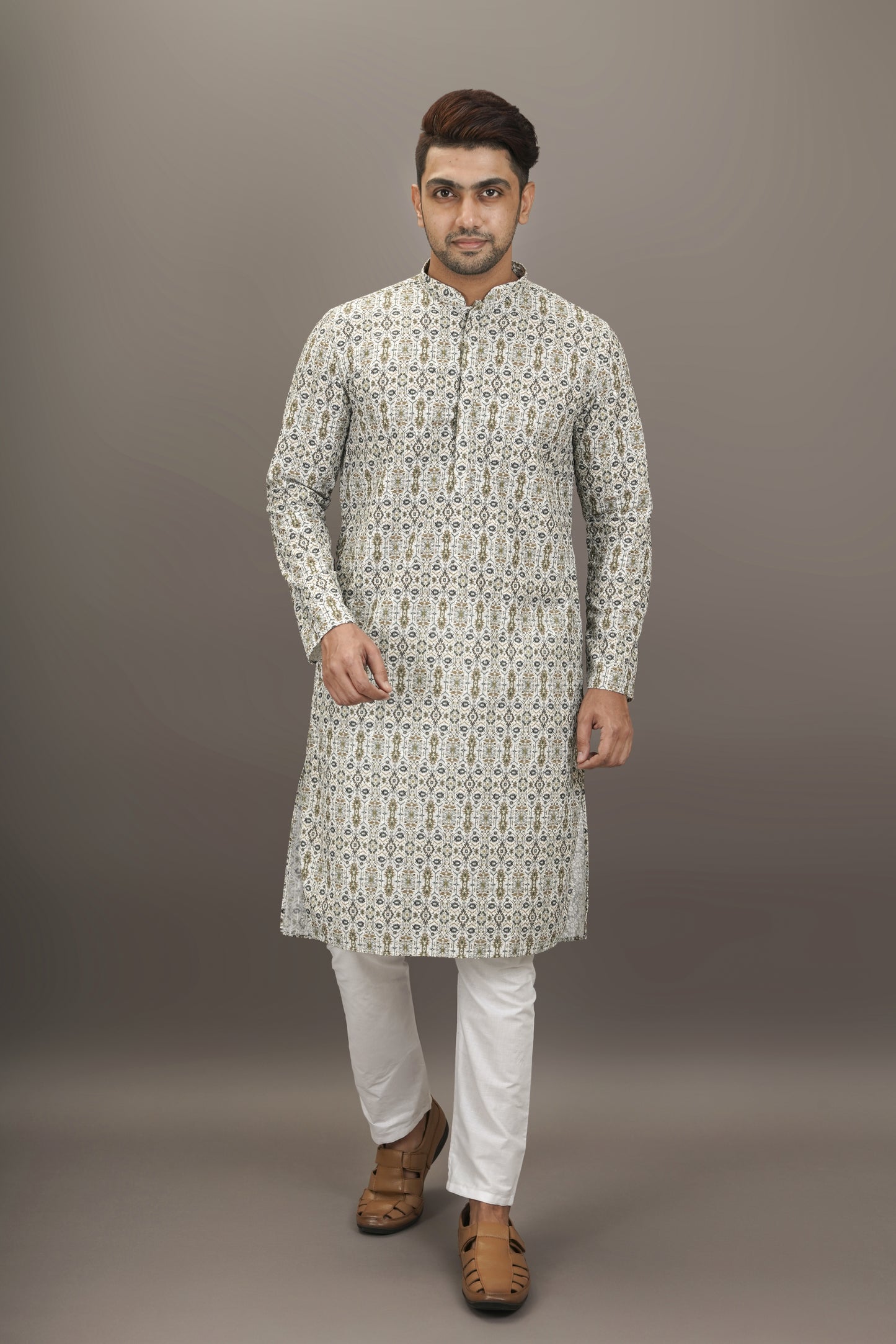 Grey colour Kurta with Chikankari work