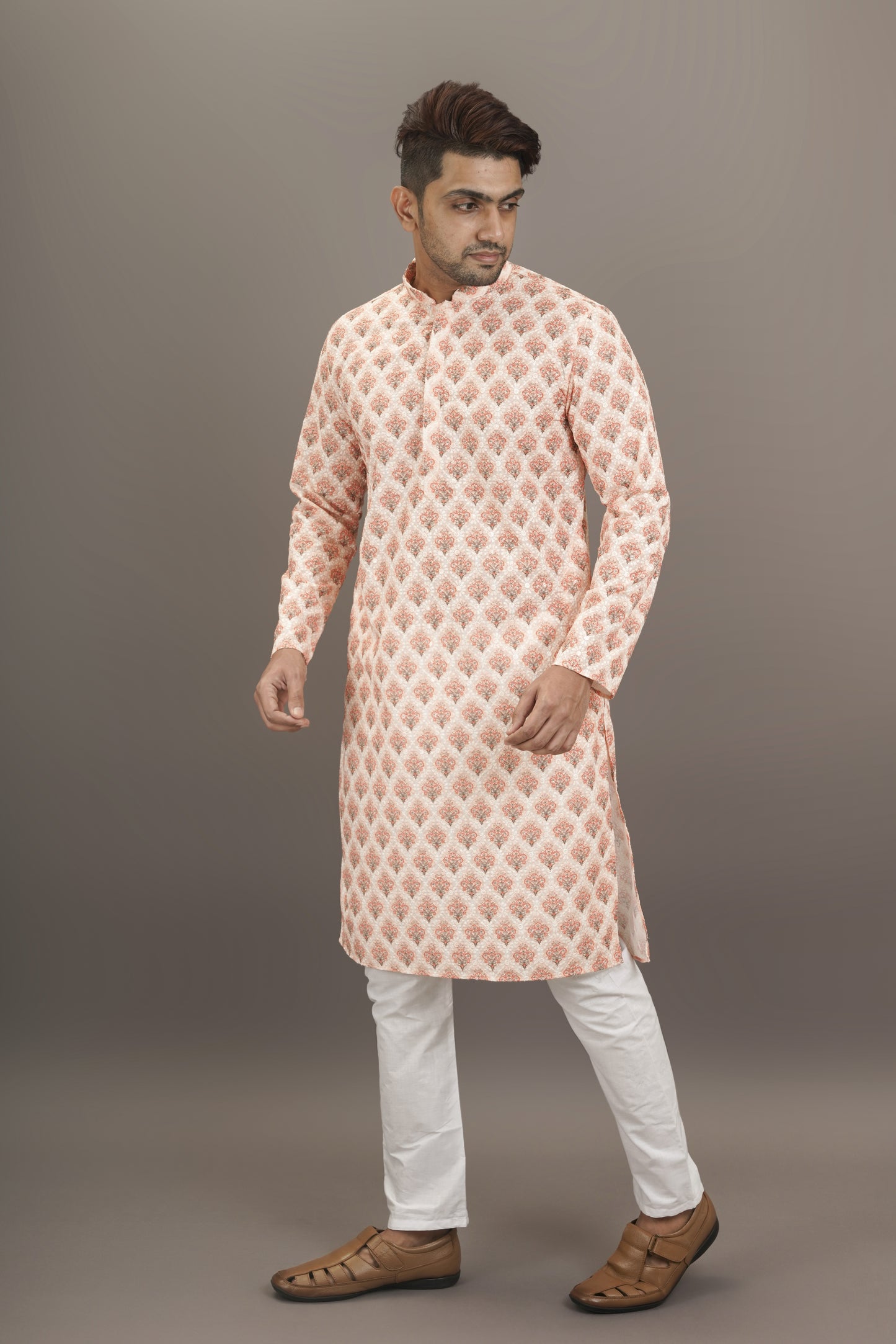 Light pink colour Kurta with Chikankari work