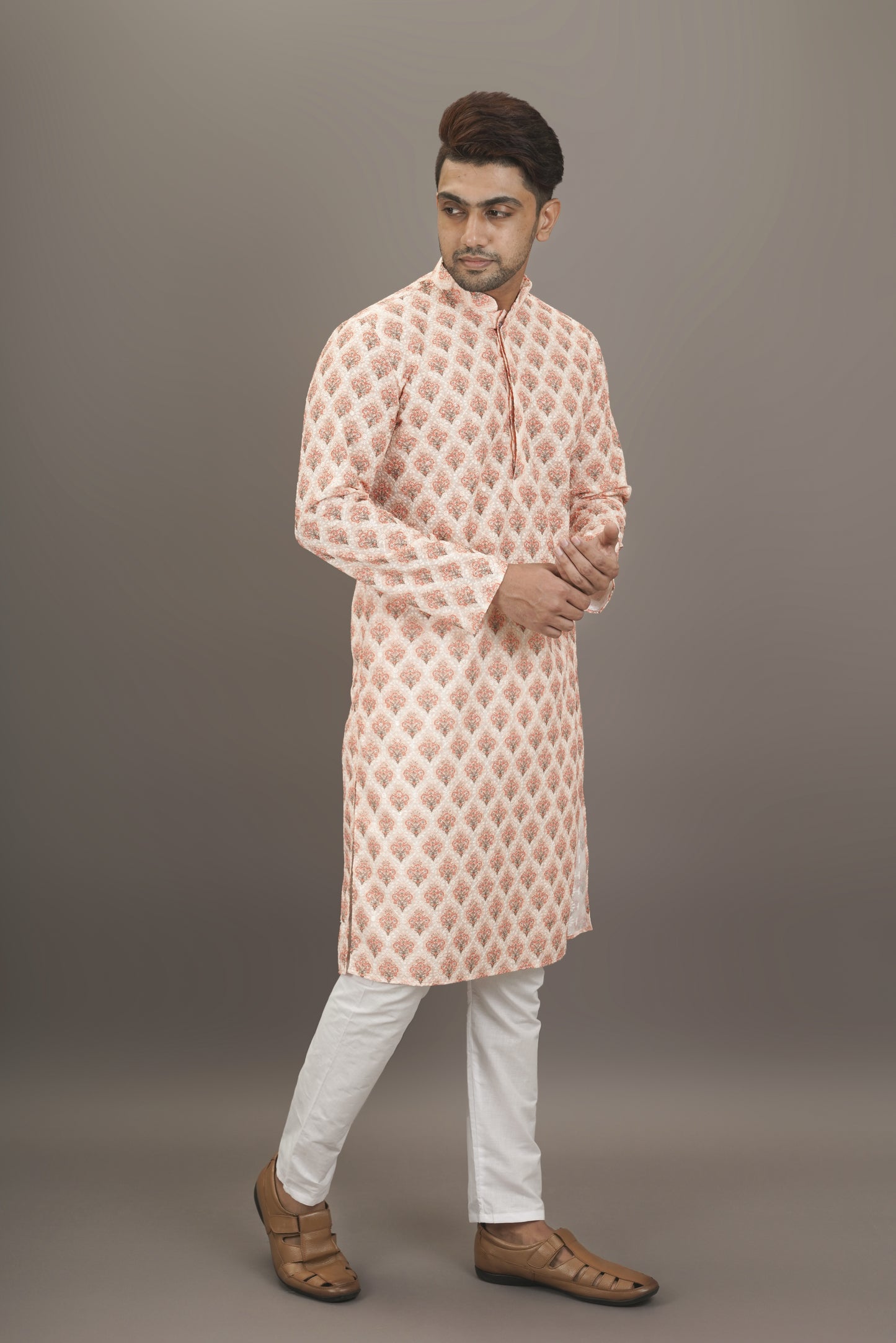 Light pink colour Kurta with Chikankari work